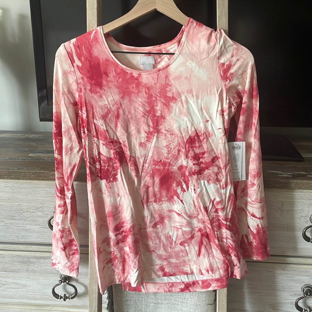 Chico’s Abstract Print Layering Tee - Pink